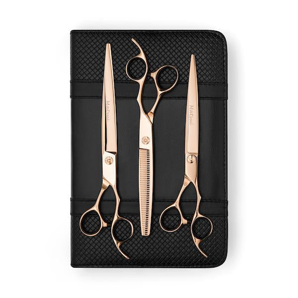 Matsui Aichei Mountain Rose Gold Scissor, Curved & Thinner Triple Set (3534878703721)